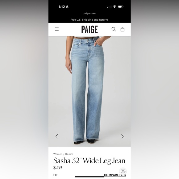 NWT Paige Sasha 32" Wide Leg Jean - Picture 2 of 6